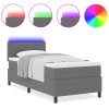 Boxspring postel s matrací a LED osvětlením, šedá, 90x200 cm, kordurová tkanina 3337583
