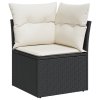 7-dílný zahradní sofa set s polštáři černý polyratan 3346467