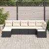 7-dílný zahradní sofa set s polštáři černý polyratan 3346467