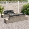 8dílný set zahradního sofa s polštáři šedý poly ratan 3348040