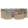 7 Kusová Zahradní Pohovka s Polštáři Béžová Poly Rattan 3348756