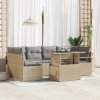 7 Kusová Zahradní Pohovka s Polštáři Béžová Poly Rattan 3348756
