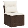 8 kusů zahradního sofa s polstry Hnědý Polyratan 3348764