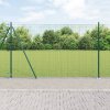 Svařovaný drátěný plot se 7 sloupky se zápichy Zelená 1,4x10 m Ocel 3352411