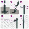Hexagonový plot vidaXL Zelený 0,6x10 m Ocel, Plotové sloupky vidaXL s podstavci 7 ks Ø32mm 70cm pozinkovaná ocel 3353473
