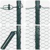 Zelené hexagonální oplocení vidaXL 1,5x10 m z oceli, Ocelové sloupky vidaXL s podstavci 7 ks Ø32mm 83,5cm galvanizovaná ocel 3353494
