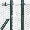 Hexagonální plot vidaXL Zelený 0.4x25 m Ocel, Plotové sloupky vidaXL s podstavci 13 ks Ø32mm 50cm Galvanizovaná ocel 3353502