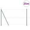 Hexagonální plot vidaXL Zelený 1,4x25 m Oce, Plotové sloupky vidaXL s základními deskami 13 ks Ø32mm 78,5cm Pozinkovaná ocel 3353527