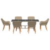 Zahradní jídelní souprava s polštářem 7 pcs Béžová polyratan 3261629