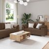 3-dílný sofa set s polštáři v hnědé látce 3324662