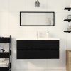 Kabinet pod umyvadlo s vestavěným umyvadlem černý dub inženýrské dřevo 3333140