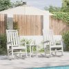 Zahradní lounge set vidaXL 3 dílný bílý HDPE, Houpací židle vidaXL bílá 70x92x108 cm HDPE, Hranatý stůl vidaXL bílý 38x38x45 cm HDPE 3335814