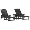 Zahradní lounge nábytek 3 pcs Černá 38 x 38 x 46 cm Polyethylen 3335856
