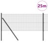 Svařovaný drátěný plot se 13 sloupky Šedý 0.6x25 m Ocel 3351835