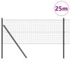Svařovaný drátěný plot se 13 sloupky Šedý 0.8x25 m Ocel 3351842