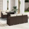 6dílná zahradní sofa set s polštářky Hnědý poly ratan 3348374