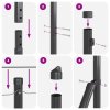 Sada sloupků plotu Sada 2 Šedá Kov, PVC 25 x 1,5 m Odolná 3352565