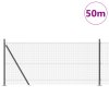 Svařovaná drátěná síť s 13 flanšovými sloupky Šedá 0,8x50 m Ocel 3352585