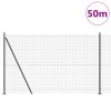 Svářený drátěný plot s 13 vyvýšenými sloupky, šedý, 1.4x50 m, ocelový 3352597