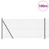 Svařovaný drátěný plot s 13 flangovanými sloupky Šedý 1x100 m Ocelový 3352619