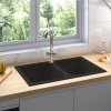Černý kuchyňský dřez 760x480x184 mm z granitu 147081