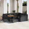 12dílný zahradní sofa set s polštáři černý poly ratan akácie 3361779