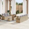 10-dílná zahradní sofa set s polštáři béžová poly rattan akácie 3362102