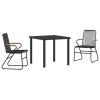 Zahradní jídelní souprava 3 pcs Černá Práškově lakovaná ocel 3379170