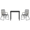 Zahradní jídelní souprava 3 pcs Černá Práškově lakovaná ocel 3379170