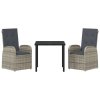 Zahradní jídelní souprava s polštářem 3 pcs Šedá polyratan 3379478