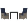 Sada stolu a židlí s polštářem 3 pcs Šedá PE ratan 3379590