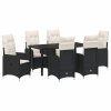 Zahradní jídelní souprava s polštářem 7 pcs Černá Poly ratan 3379636