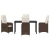 Zahradní jídelní souprava s polštářem 5 pcs Hnědá Poly ratan 3379641