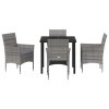 Zahradní jídelní souprava s polštářem 5 pcs Šedá polyratan 3379731