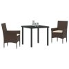 Zahradní jídelní souprava s polštářem 3 pcs Hnědá polyratan 3379779