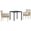 Zahradní jídelní souprava s polštářem 3 pcs Béžová polyratan 3379891