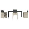 Zahradní jídelní souprava 5 pcs Světle šedá polyratan 3379994