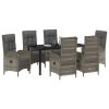 Zahradní jídelní souprava s polštářem 7 pcs Šedá polyratan 3380131