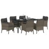 Zahradní jídelní souprava s polštářem 7 pcs Šedá Poly ratan 3380166