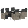 Zahradní jídelní souprava s polštářem 7 pcs Šedá polyratan 3380327