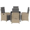 Zahradní jídelní souprava s polštářem 5 pcs Béžová polyratan 3380338