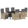 Zahradní jídelní souprava s polštářem 7 pcs Béžová polyratan 3380341