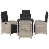 Zahradní jídelní souprava 5 pcs Světle šedá polyratan 3380345