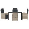 Zahradní jídelní souprava 5 pcs Světle šedá polyratan 3380346