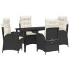 Zahradní jídelní souprava s polštářem 5 pcs Černá polyratan 3380479