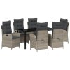 Zahradní jídelní souprava 7 pcs Světle šedá polyratan 3380523