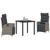Zahradní jídelní souprava s polštářem 3 pcs Šedá polyratan 3380547
