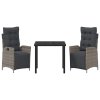 Zahradní jídelní souprava s polštářem 3 pcs Šedá polyratan 3380547