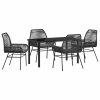 Zahradní jídelní souprava s polštářem 5 pcs Černá polyratan 3380871