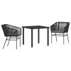 Zahradní jídelní souprava 3 pcs Černá Práškově lakovaná ocel 3380918